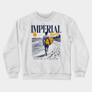 Vintage Surfing Imperial Beach, California // Retro Surfer Sketch // Surfer's Paradise Crewneck Sweatshirt